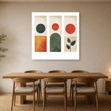 Tablou Canvas Trei Forme Dreptunghiulare Colorate, în Stil Japandi, Verde – Portocaliu