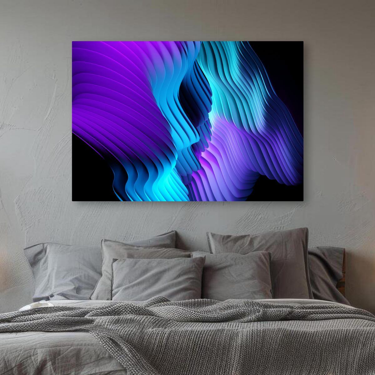 Tablou Canvas Valuri Abstracte, Compoziție Dinamică, Albastru-Violet