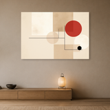 Tablou Canvas cu Forme Geometrice și Linii, în Stil Japandi, Bej – Portocaliu