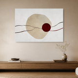 Tablou Canvas cu Linii și Cercuri Abstracte, în Stil Japandi, Bej – Vișiniu