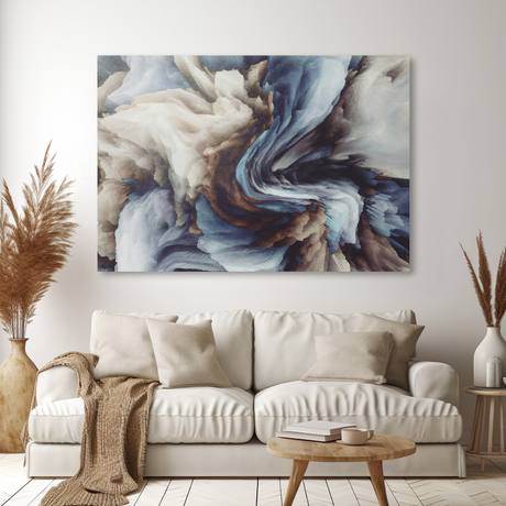 Tablou Abstract Alb - Albastru 