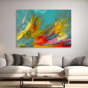 Tablou Canvas Abstract Galben Rosu Albastru