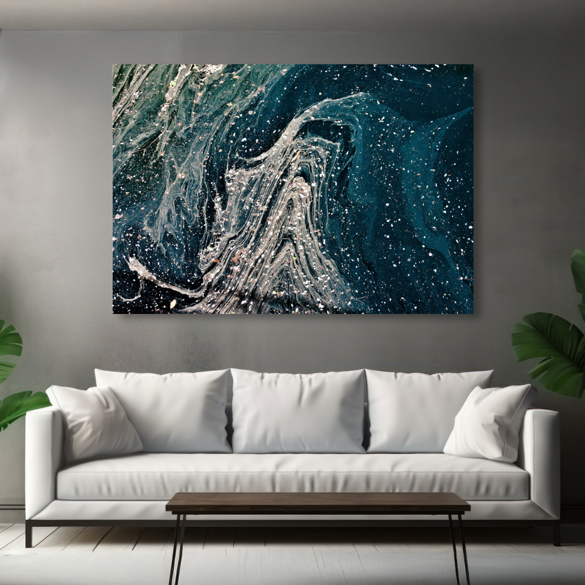 Tablou Canvas Abstract Interstelar Gri și Albastru
