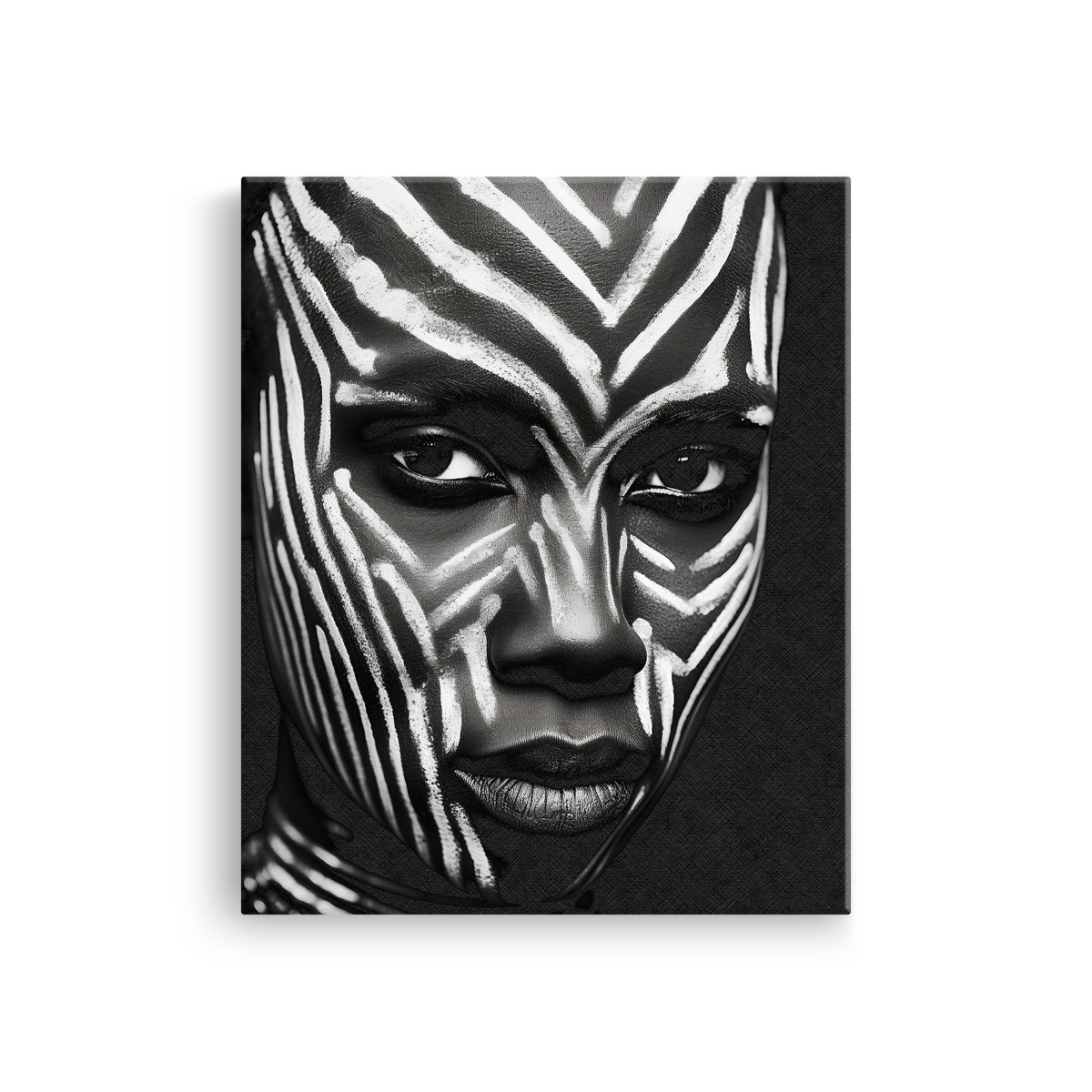 Tablou Canvas Abstract Portret de Femeie de Culoare Pictată cu Model Zebră - IPCVBW-538-2