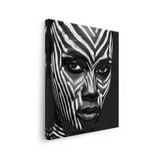 Tablou Canvas Abstract Portret de Femeie de Culoare Pictată cu Model Zebră - IPCVBW-538-3