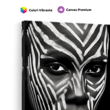 Tablou Canvas Abstract Portret de Femeie de Culoare Pictată cu Model Zebră - IPCVBW-538-4