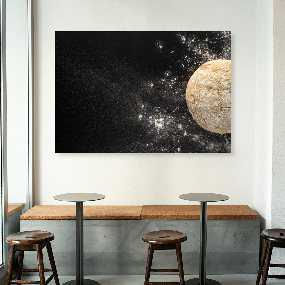 Tablou Canvas Aluat Presărat cu Făină, Scenă de Brutărie Artizanală, Negru IPCVALI-369