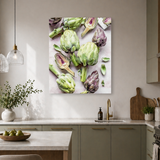 Tablou Canvas Anghinare și Texturi Vegetale, Concept Culinar, Verde-Violet IPCVALI-395