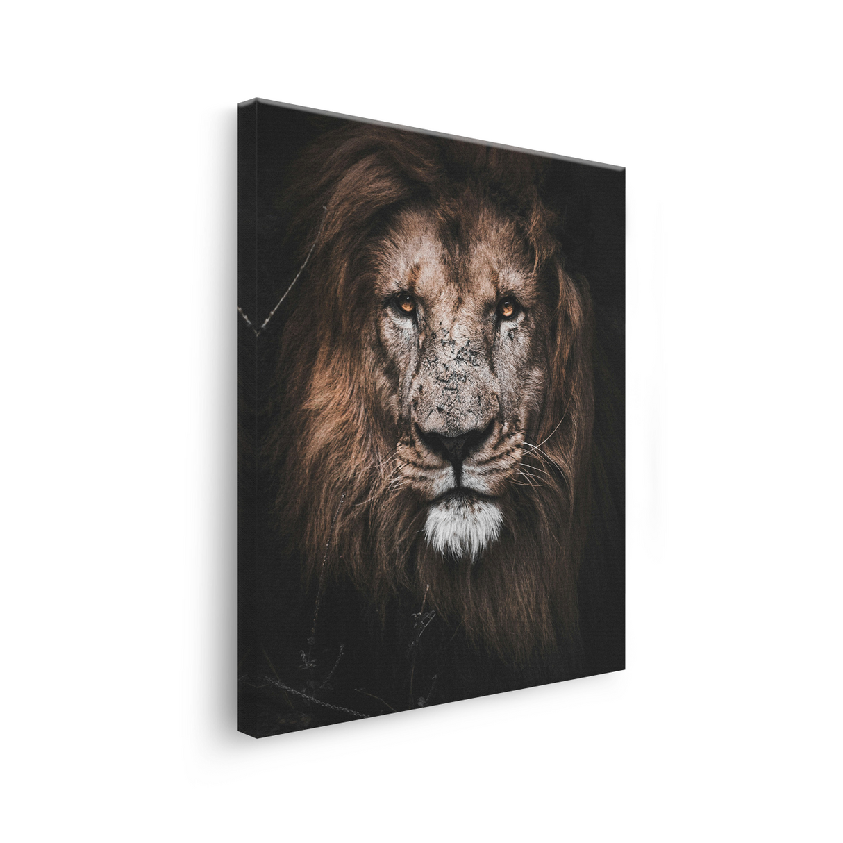 Tablou Canvas Leu Impunător, Animal Sălbatic, Negru-Maro