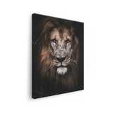 Tablou Canvas Leu Impunător, Animal Sălbatic, Negru-Maro