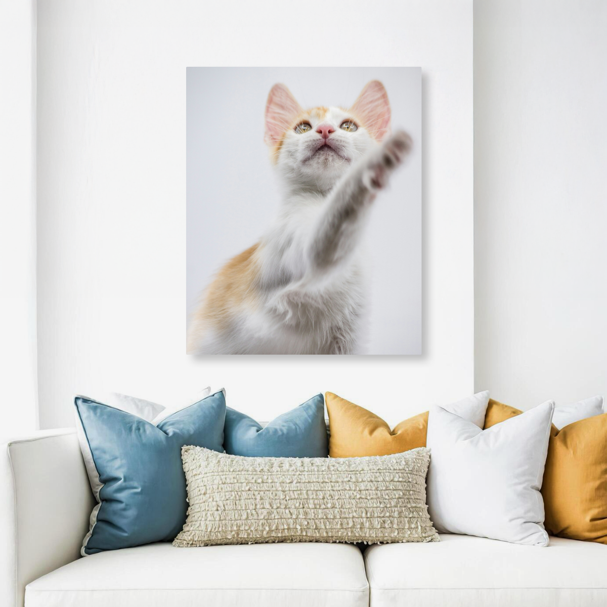 Tablou Canvas Animale Pisicuță Alb Portocaliu