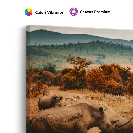 Tablou Canvas Animale Rinoceri în Junglă