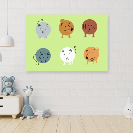 Tablou Canvas Animăluțe Desenate Cartoon, Artă pentru Copii, Multicolor IPCVCOP-455