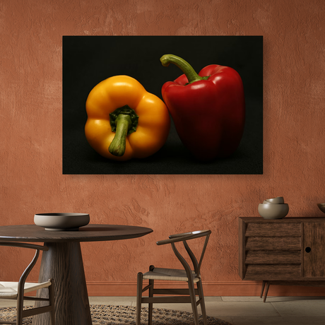 Tablou Canvas Ardei Colorați, Compoziție Contrastantă, Galben-Roșu IPCVALI-365