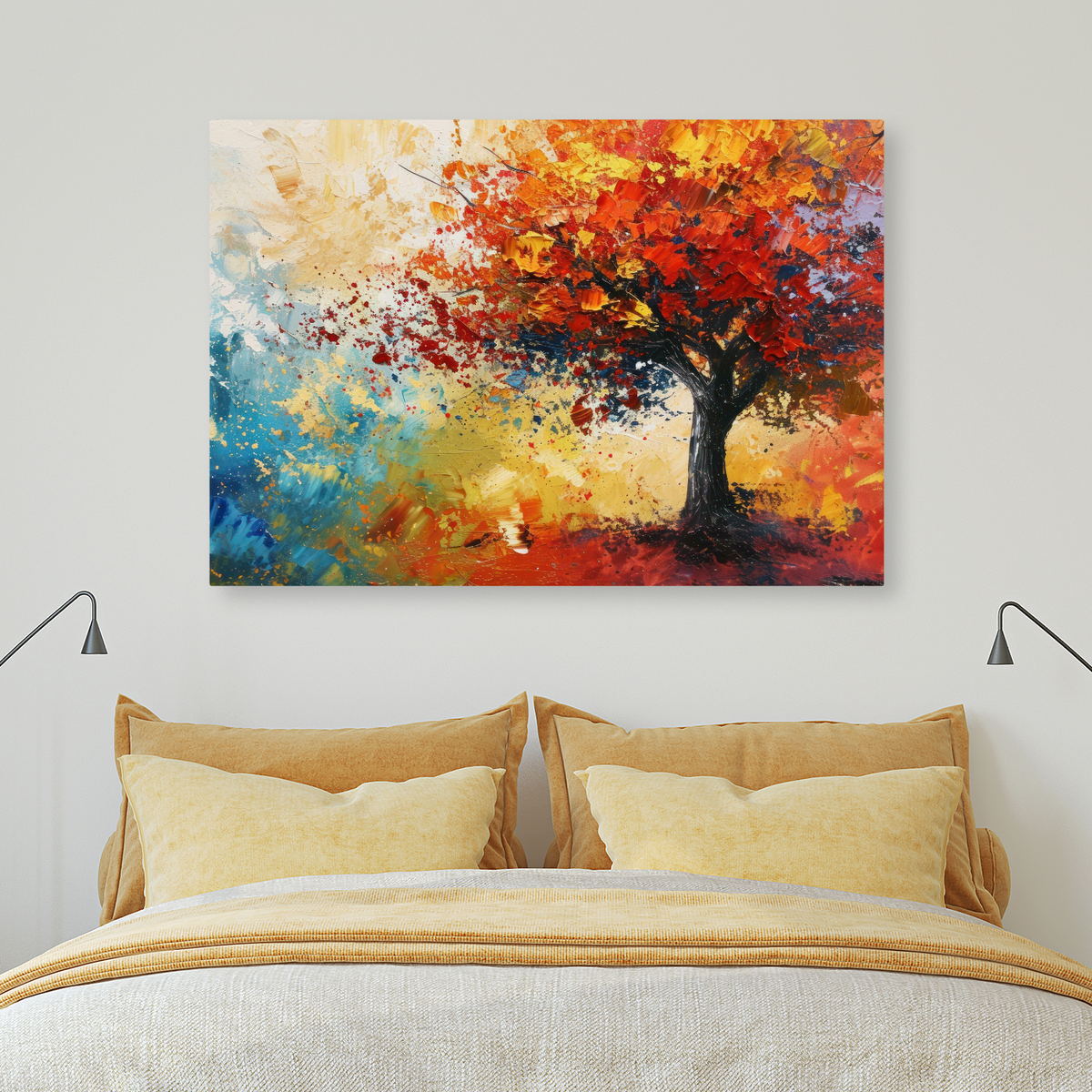 Tablou Canvas Armonia Culorilor de Toamnă, Pictură Abstractă, Multicolor IPCVBST-4 2