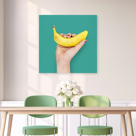 Tablou Canvas Banană în Gest Pop Art, Concept Creativ, Verde-Galben IPCVALI-413