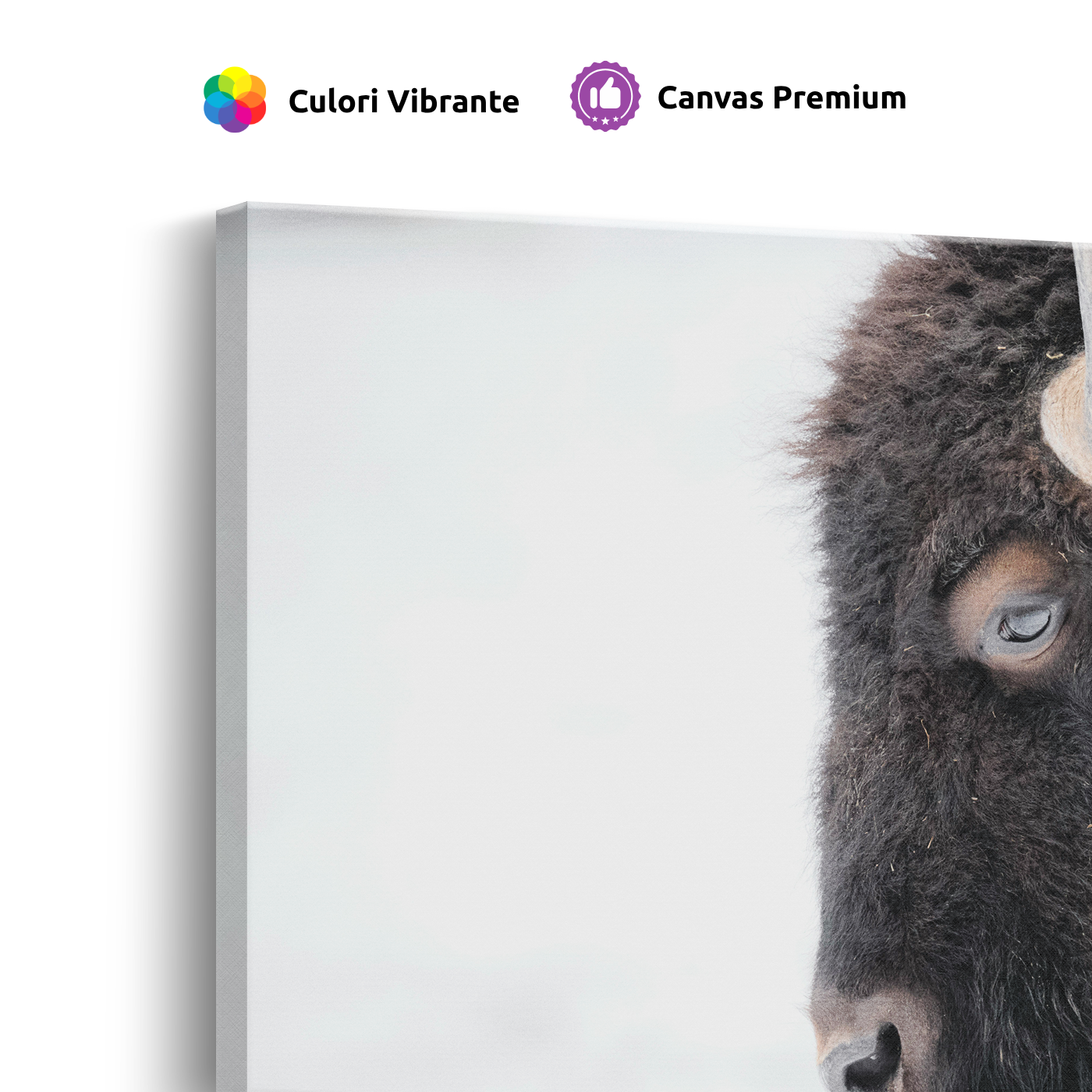 Tablou Canvas Bizon în Cadru de Iarnă, Stil Fotografic Nordic, Alb-Negru