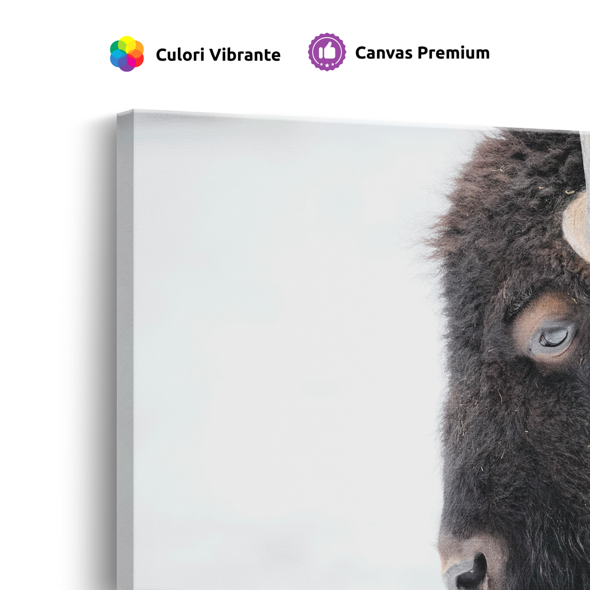 Tablou Canvas Bizon în Cadru de Iarnă, Stil Fotografic Nordic, Alb-Negru