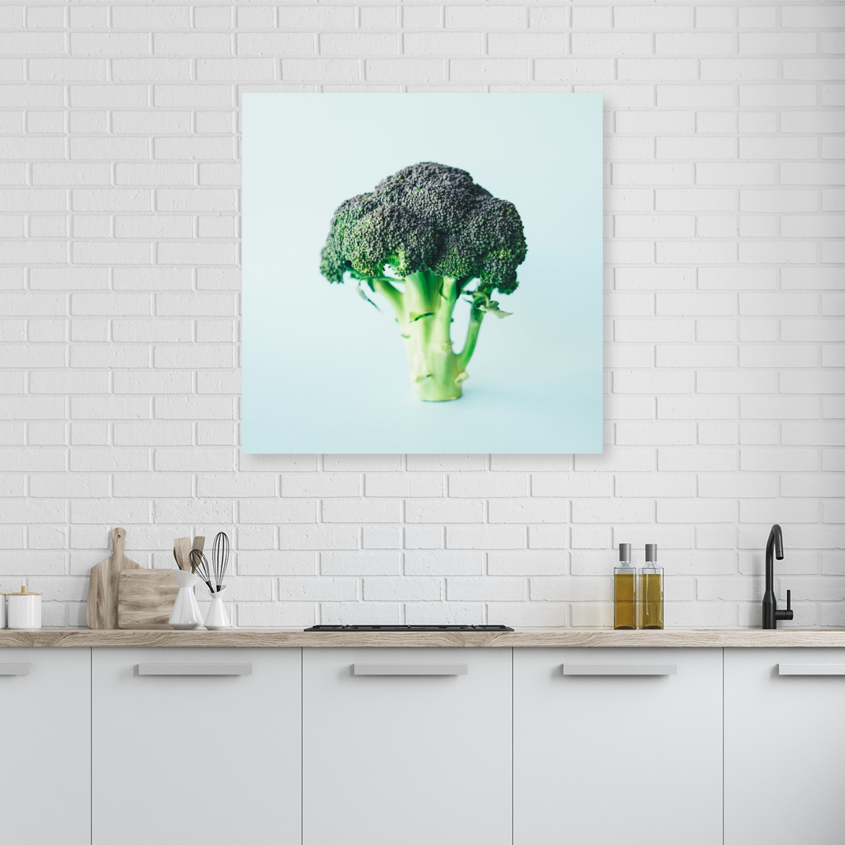Tablou Canvas Broccoli Solitar, Cadru Minimalist, Verde IPCVALI-407