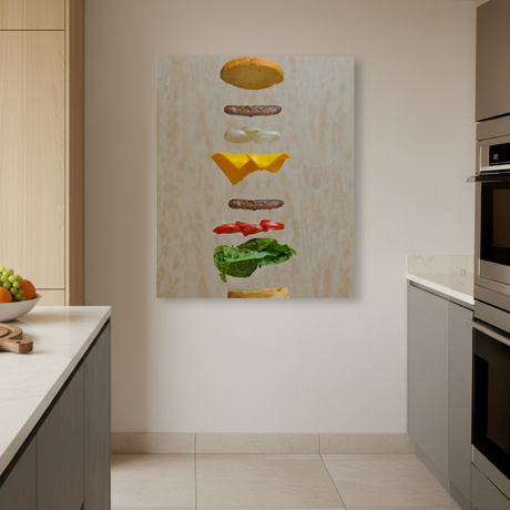 Tablou Canvas Burger Plutitor, Concept Creativ, Multicolor IPCVALI-401