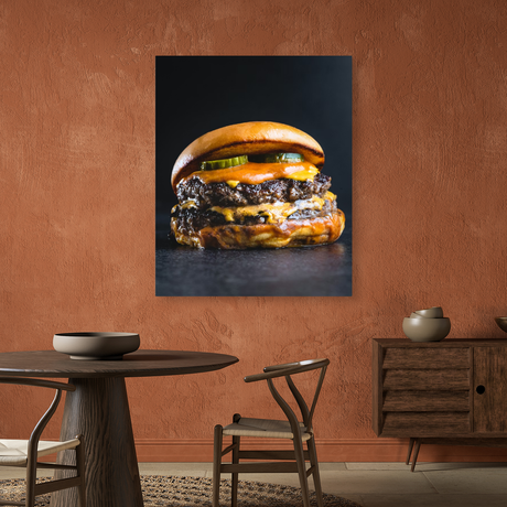 Tablou Canvas Burger Suculent, Decor Culinar Contemporan, Negru IPCVALI-381