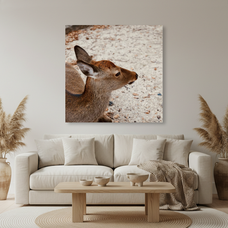 Tablou Canvas Căprioară în Moment de Relaxare, Stil Fotografic Natural, Maro-Bej IPCVANI-342