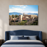 Tablou Canvas Castel Medieval Văzut Aerian, Patrimoniu Istoric, Granada, Spania, Verde-Maro - IPCVCTY-578