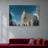 Tablou Canvas Catedrală Albă Impunătoare, Arhitectură Neoclasică, Viena, Austria, Alb-Albastru - IPCVCTY-573