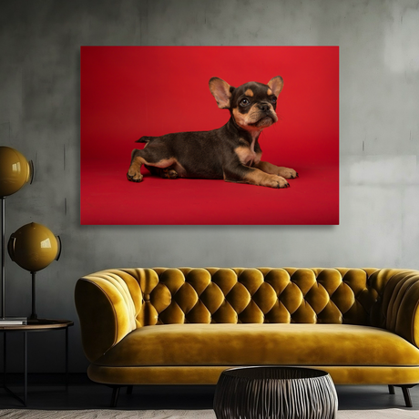 Tablou Canvas Cățel Chihuahua în Studio, Fotografie Canină, Roșu-Maro IPCVANI-308