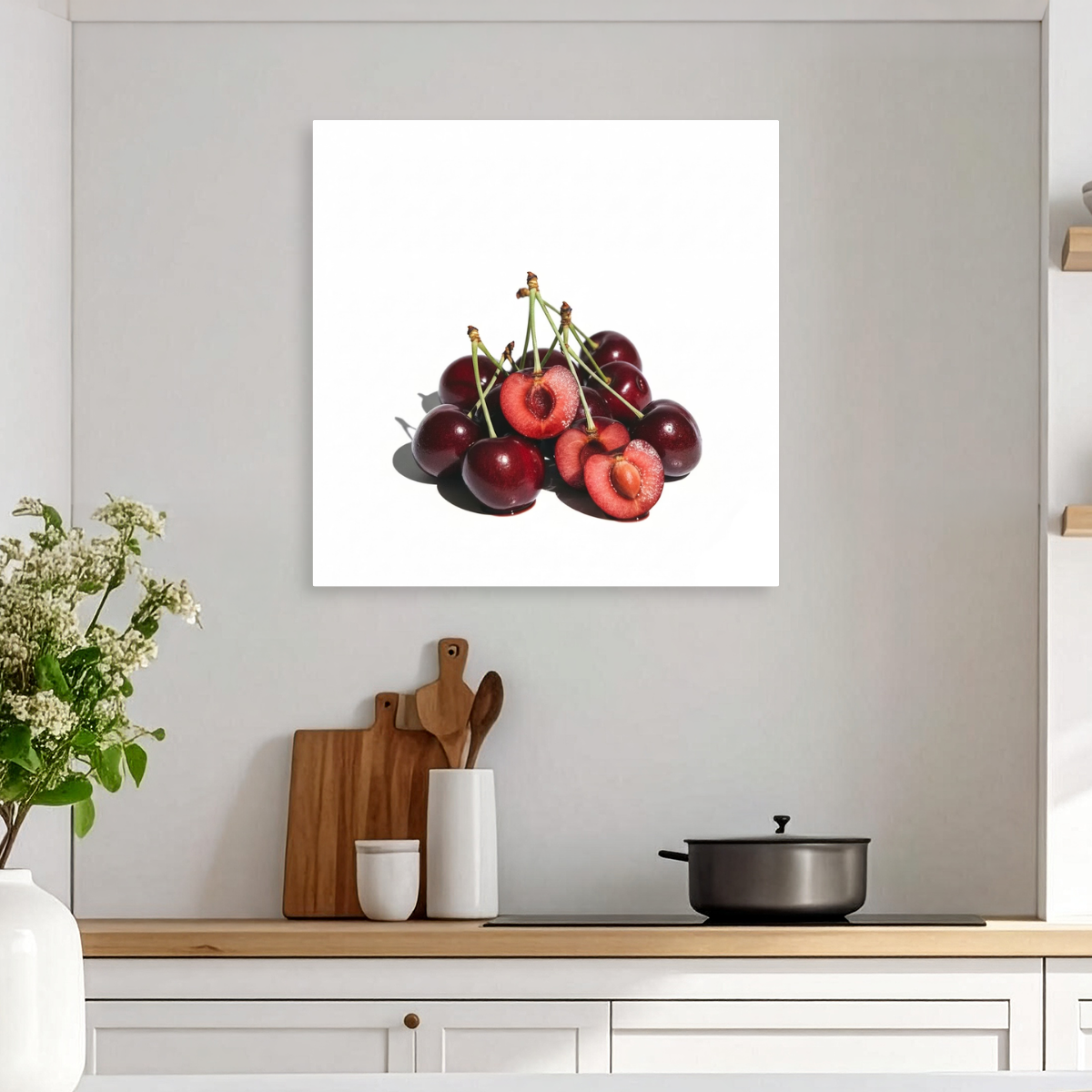 Tablou Canvas Cherries, Compoziție Naturală, Roșu-Alb IPCVALI-412