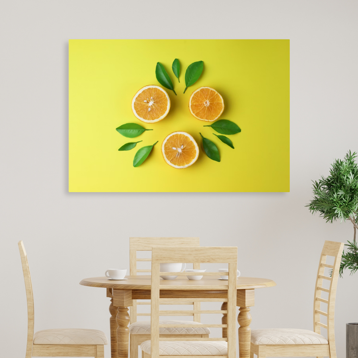 Tablou Canvas Citrice Decorative cu Frunze, Aranjament Artistic Fresh, Galben IPCVALI-361
