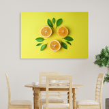 Tablou Canvas Citrice Decorative cu Frunze, Aranjament Artistic Fresh, Galben IPCVALI-361