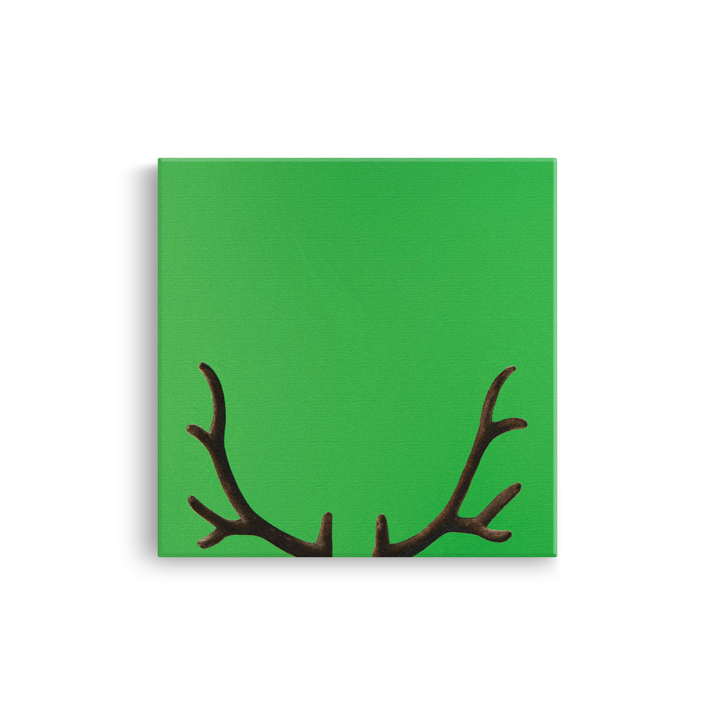 Tablou Canvas Coarne de Cerb Minimaliste, Stil Grafic Modern, Verde-Maro
