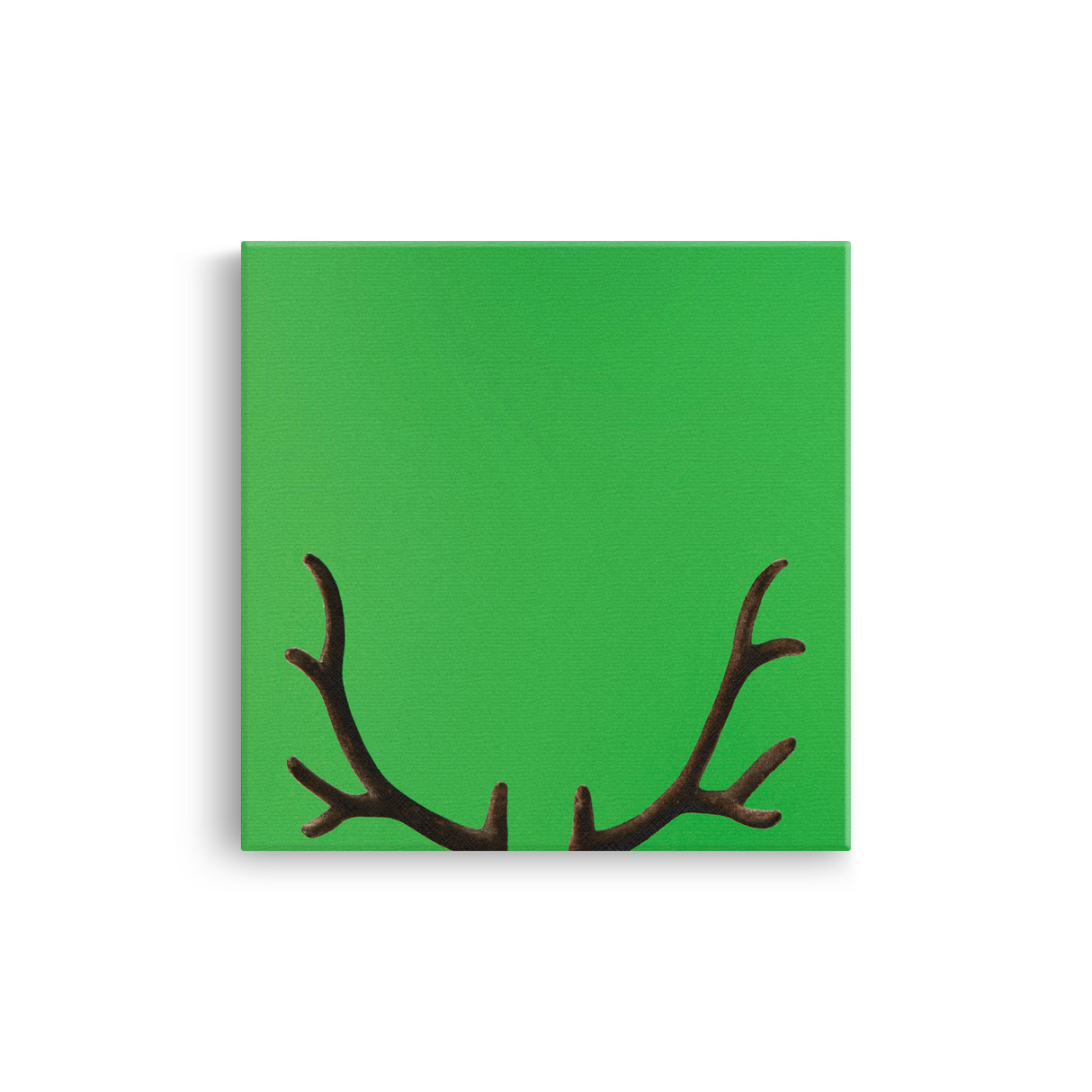 Tablou Canvas Coarne de Cerb Minimaliste, Stil Grafic Modern, Verde-Maro