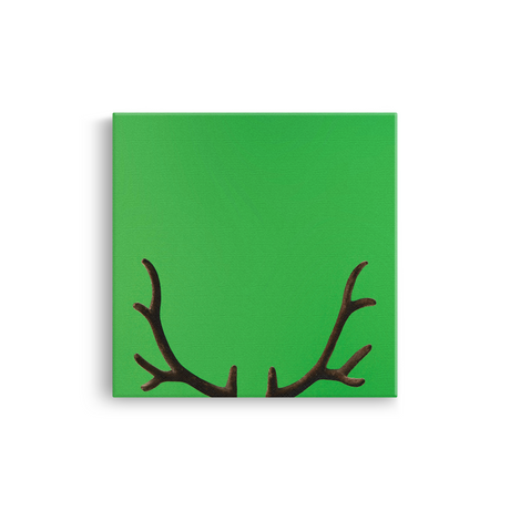 Tablou Canvas Coarne de Cerb Minimaliste, Stil Grafic Modern, Verde-Maro