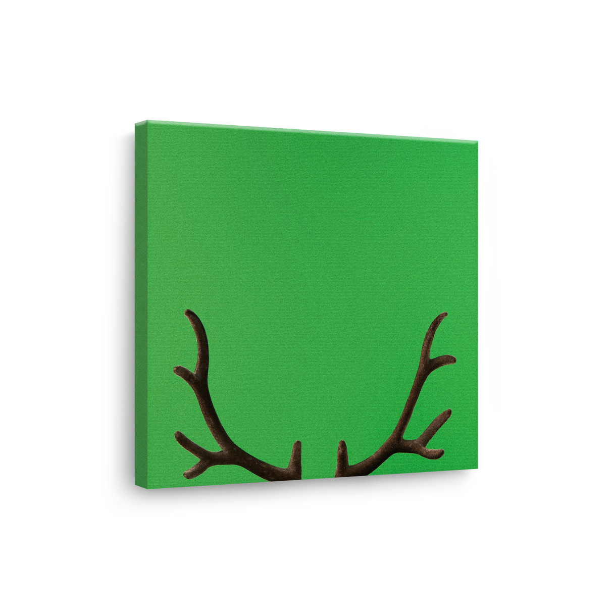 Tablou Canvas Coarne de Cerb Minimaliste, Stil Grafic Modern, Verde-Maro