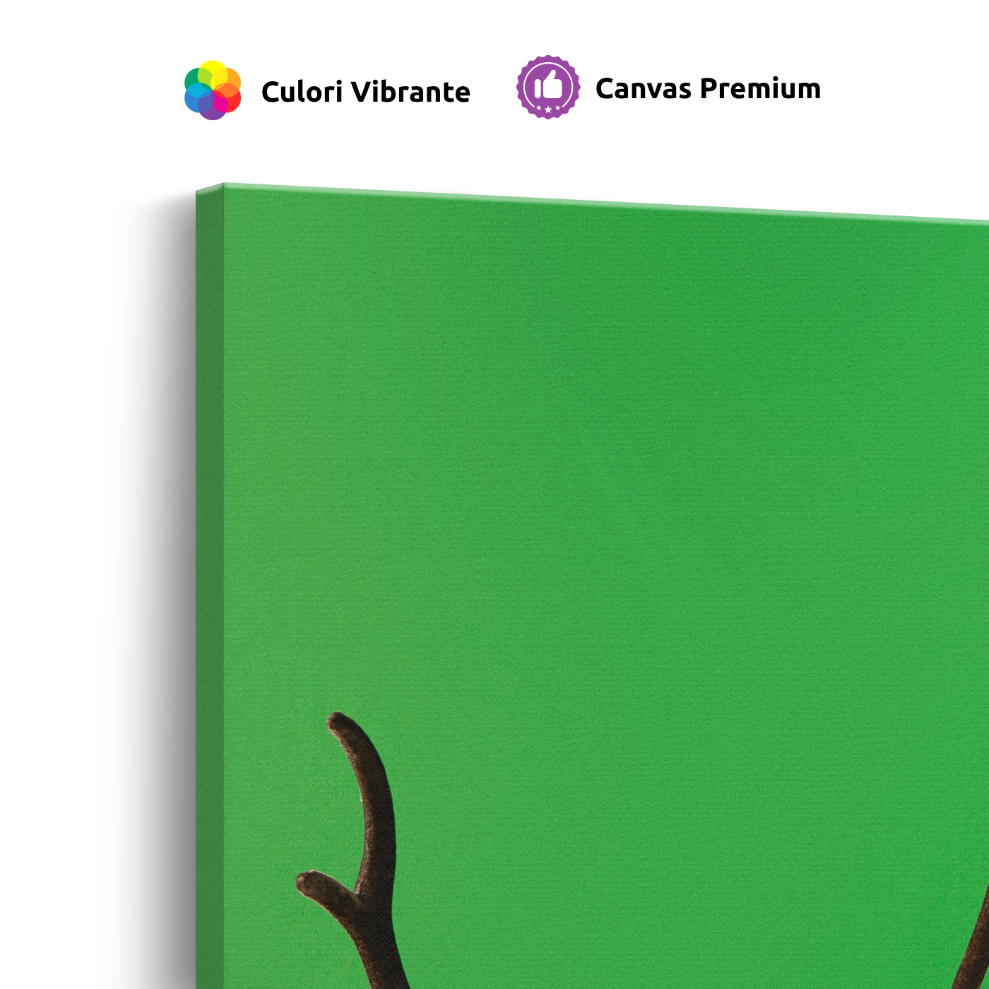 Tablou Canvas Coarne de Cerb Minimaliste, Stil Grafic Modern, Verde-Maro