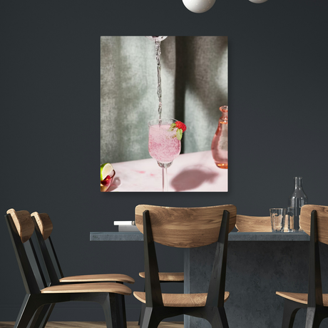 Tablou Canvas Cocktail Fructat în Pahar, Decor Elegant, Gri-Roz IPCVALI-383