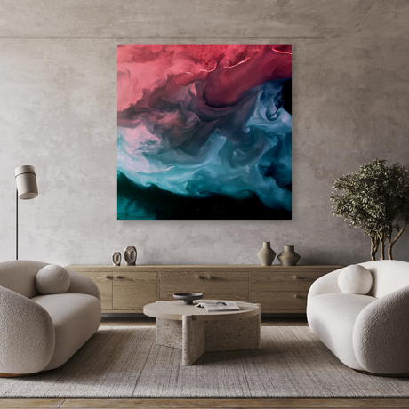 Tablou Canvas Compoziție Abstractă Fluidă, Artă Modernă, Roșu-Albastru IPCVABS-445