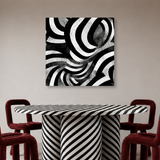 Tablou Canvas Compoziție Abstractă cu Forme Curbate Alb-Negru - IPCVBW-554