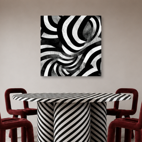 Tablou Canvas Compoziție Abstractă cu Forme Curbate Alb-Negru - IPCVBW-554