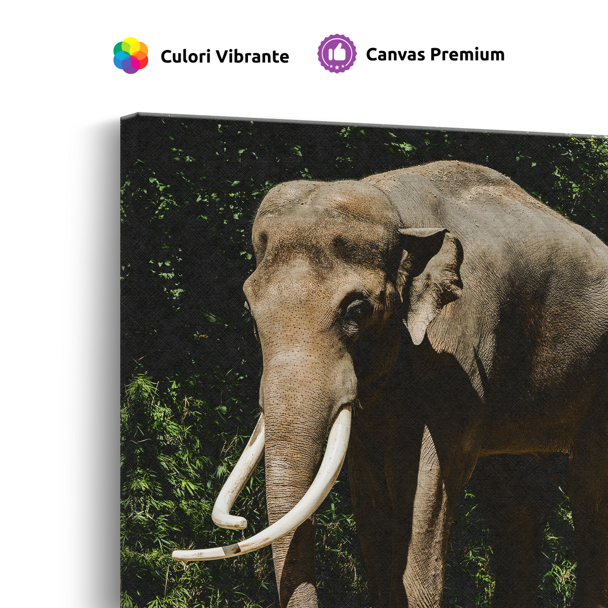 Tablou Canvas Elefant Impunător, Compoziție Fotografică Safari, Maro-Verde