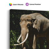 Tablou Canvas Elefant Impunător, Compoziție Fotografică Safari, Maro-Verde