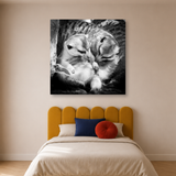 Tablou Canvas Familie de Suricate Alb-Negru - IPCVBW-558
