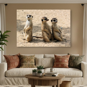Tablou Canvas Familie de Suricate, Wildlife, Bej-Maro IPCVANI-312