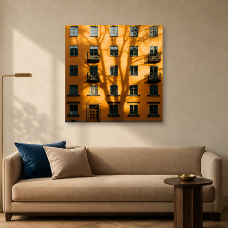 Tablou Canvas Fațadă Mediteraneană în Lumină Naturală, Stockholm, Norvegia, Portocaliu-Bej - IPCVCTY-584