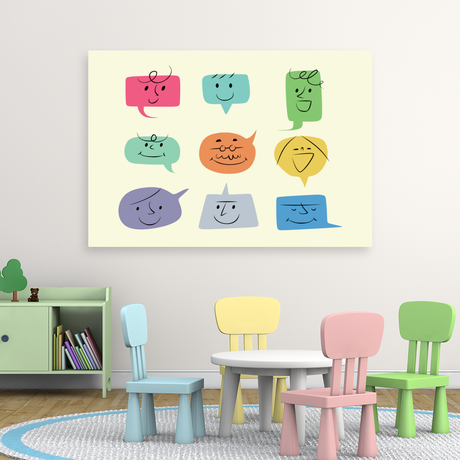 Tablou Canvas Fețe Cartoon Vesele, Decor Cameră Copii, Multicolor IPCVCOP-454