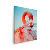 Tablou Canvas Flamingo cu Penaj Delicat, Fotografie Artistică, Roz-Albastru