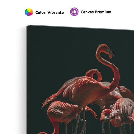 Tablou Canvas Flamingo în Lumină Dramatică, Artă Fotografică, Roșu-Negru