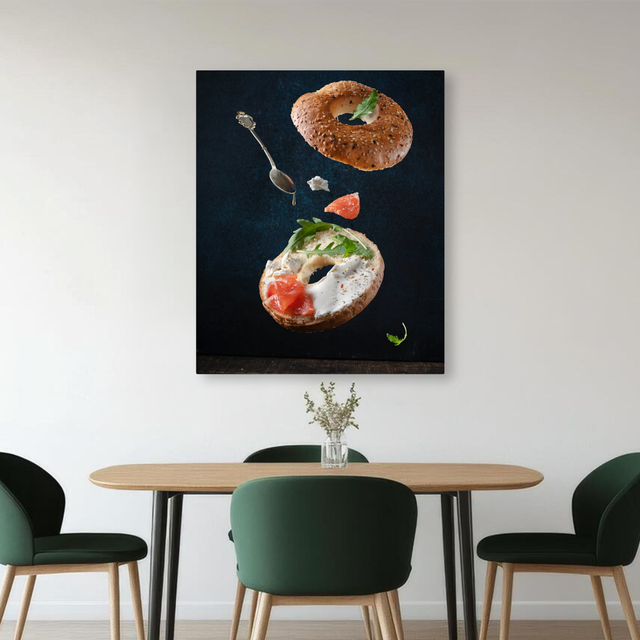 Tablou Canvas Flying Bagel, Concept Culinar, Multicolor IPCVALI-403